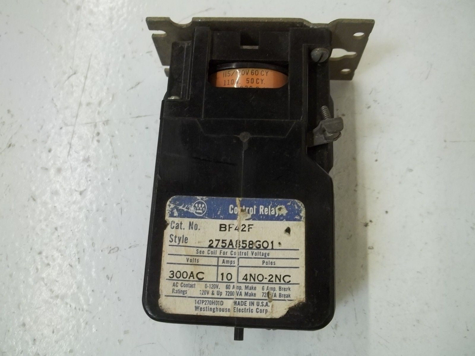 WESTINGHOUSE BF42F 115-120V CONTROL RELAY *USED*