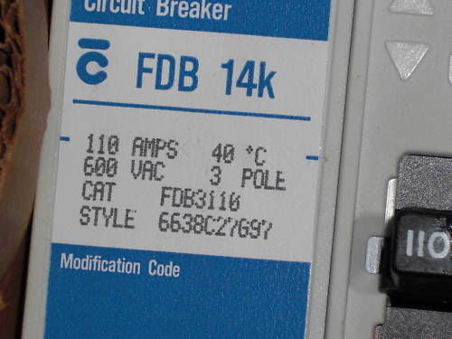 WESTINGHOUSE FDB3110 CIRCUIT BREAKER 110A *NEW IN BOX*