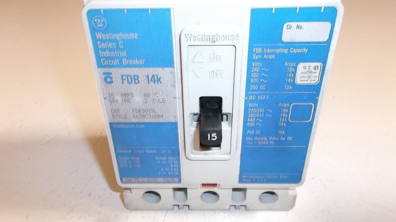 WESTINGHOUSE CIRCUIT BREAKER FDB3015L *NEW IN BOX*