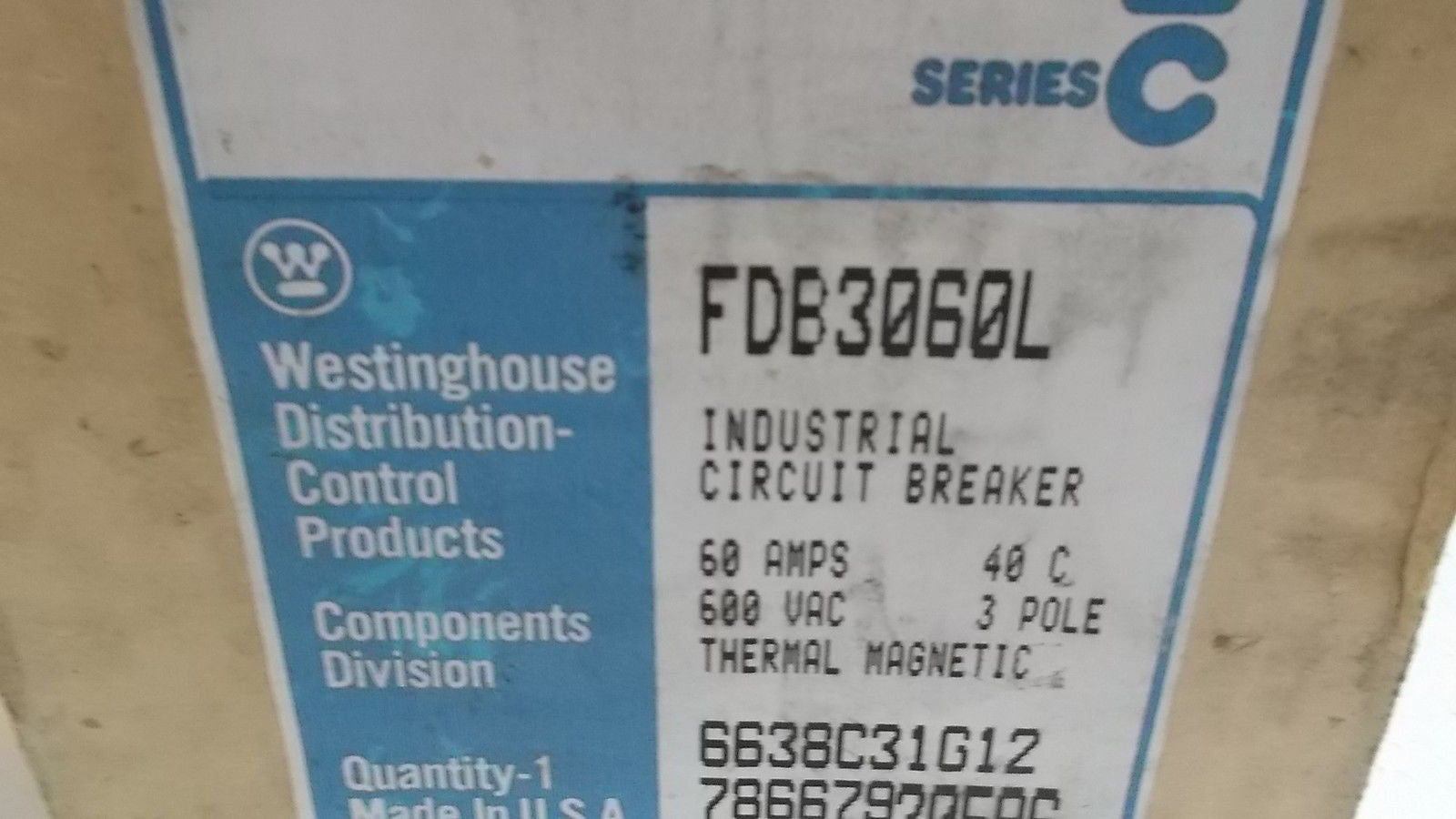 WESTINGHOUSE CIRCUIT BREAKER FDB3060L *NEW IN BOX*
