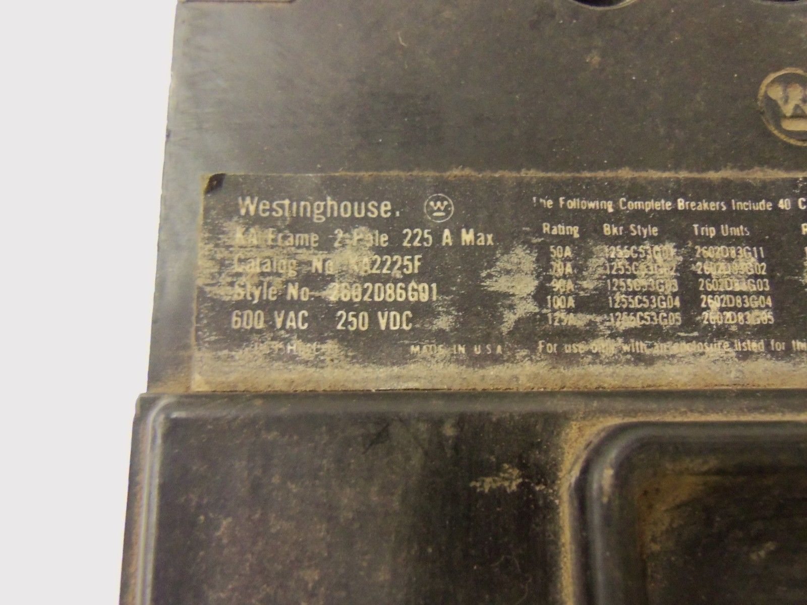 WESTINGHOUSE  CIRCUIT BREAKER KA2225F *NEW NO BOX*