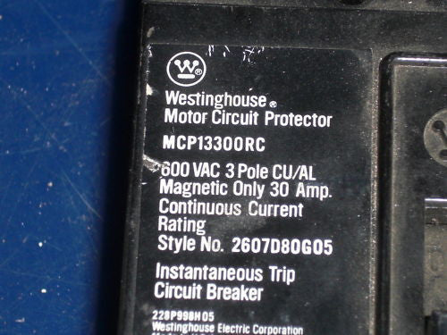 WESTINGHOUSE CIRCUIT BREAKER MCP13300RC *USED*