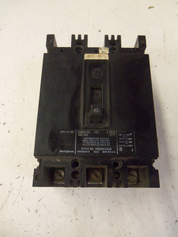 WESTINGHOUSE CIRCUIT BREAKER EHB3040L *USED*