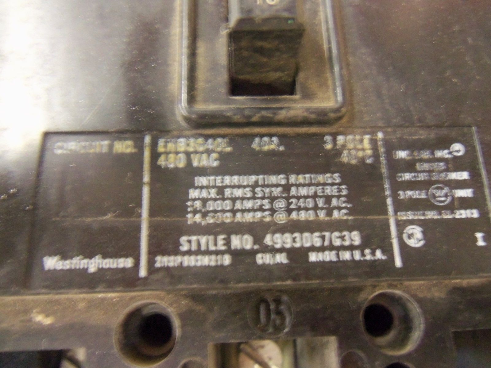 WESTINGHOUSE CIRCUIT BREAKER EHB3040L *USED*