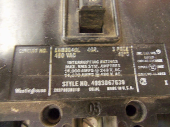 WESTINGHOUSE CIRCUIT BREAKER EHB3040L *USED*