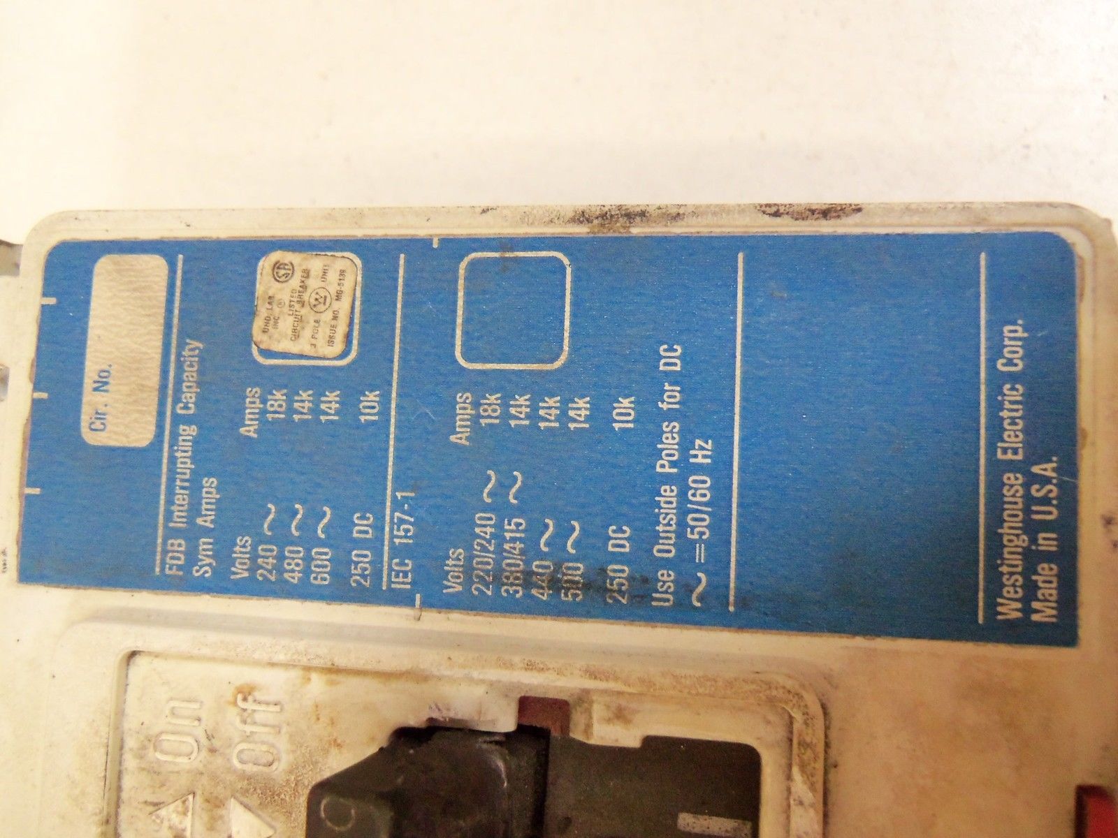 WESTINGHOUSE CIRCUIT BREAKER FDB3100 *USED*