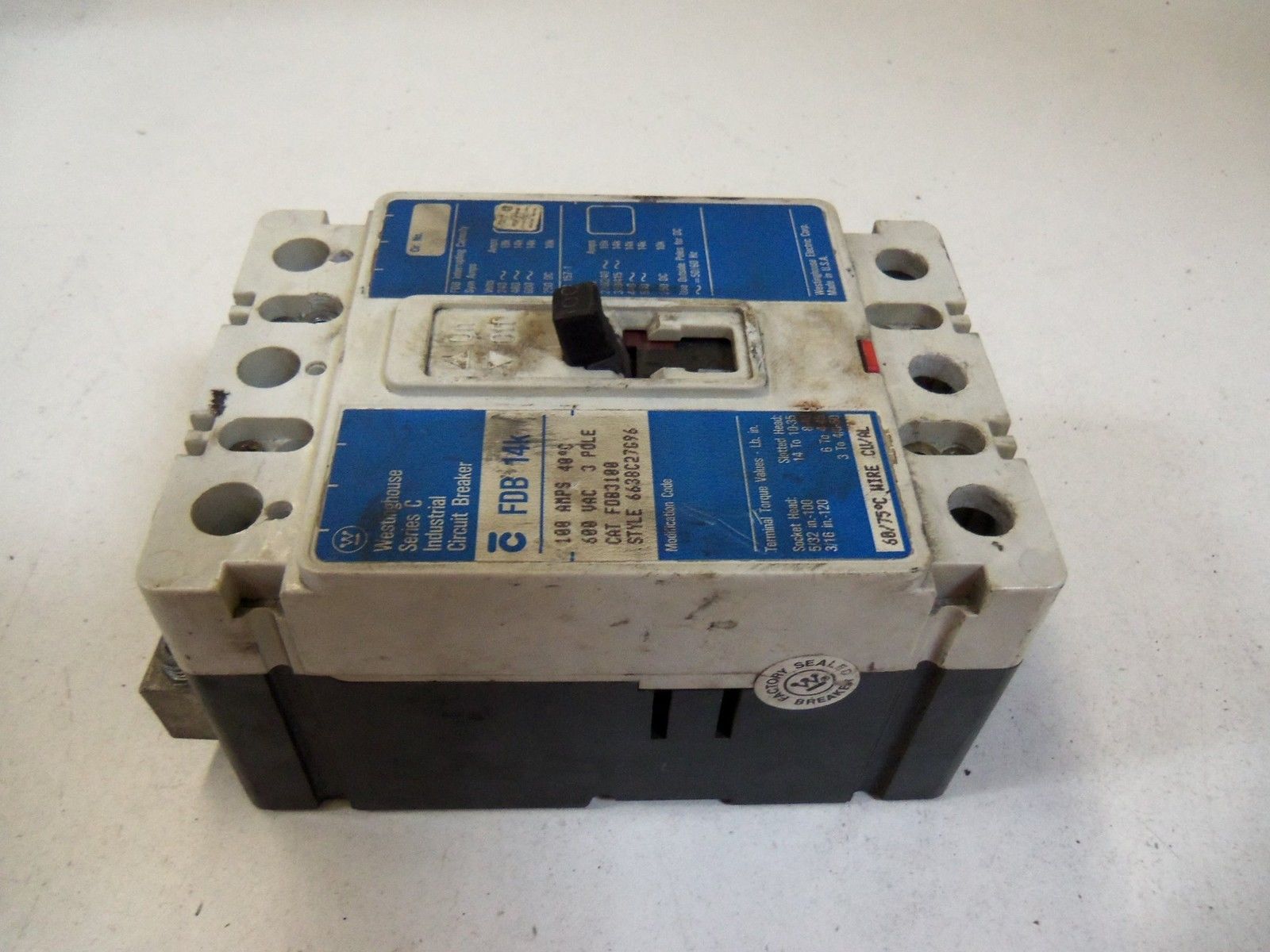 WESTINGHOUSE CIRCUIT BREAKER FDB3100 *USED*