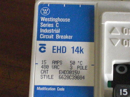 WESTINGHOUSE EHD3015V CIRCUIT BREAKER 15A *USED*