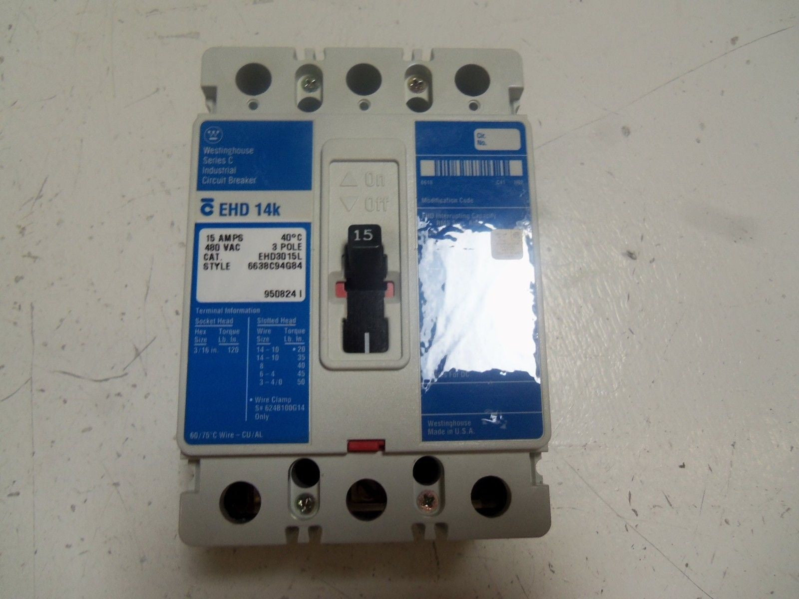 WESTINGHOUSE EHD3015L CIRCUIT BREAKER 15A *NEW IN BOX*
