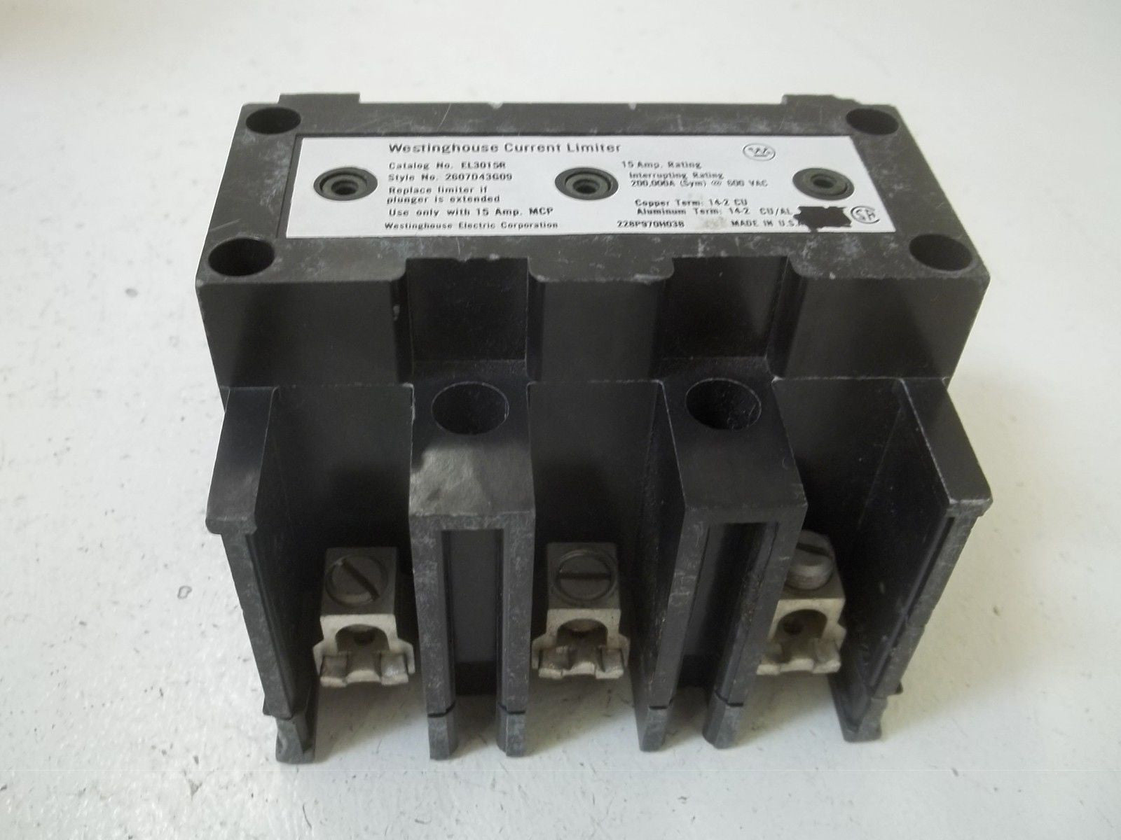 WESTINGHOUSE EL3015R CURRENT LIMITER 15AMP *USED*