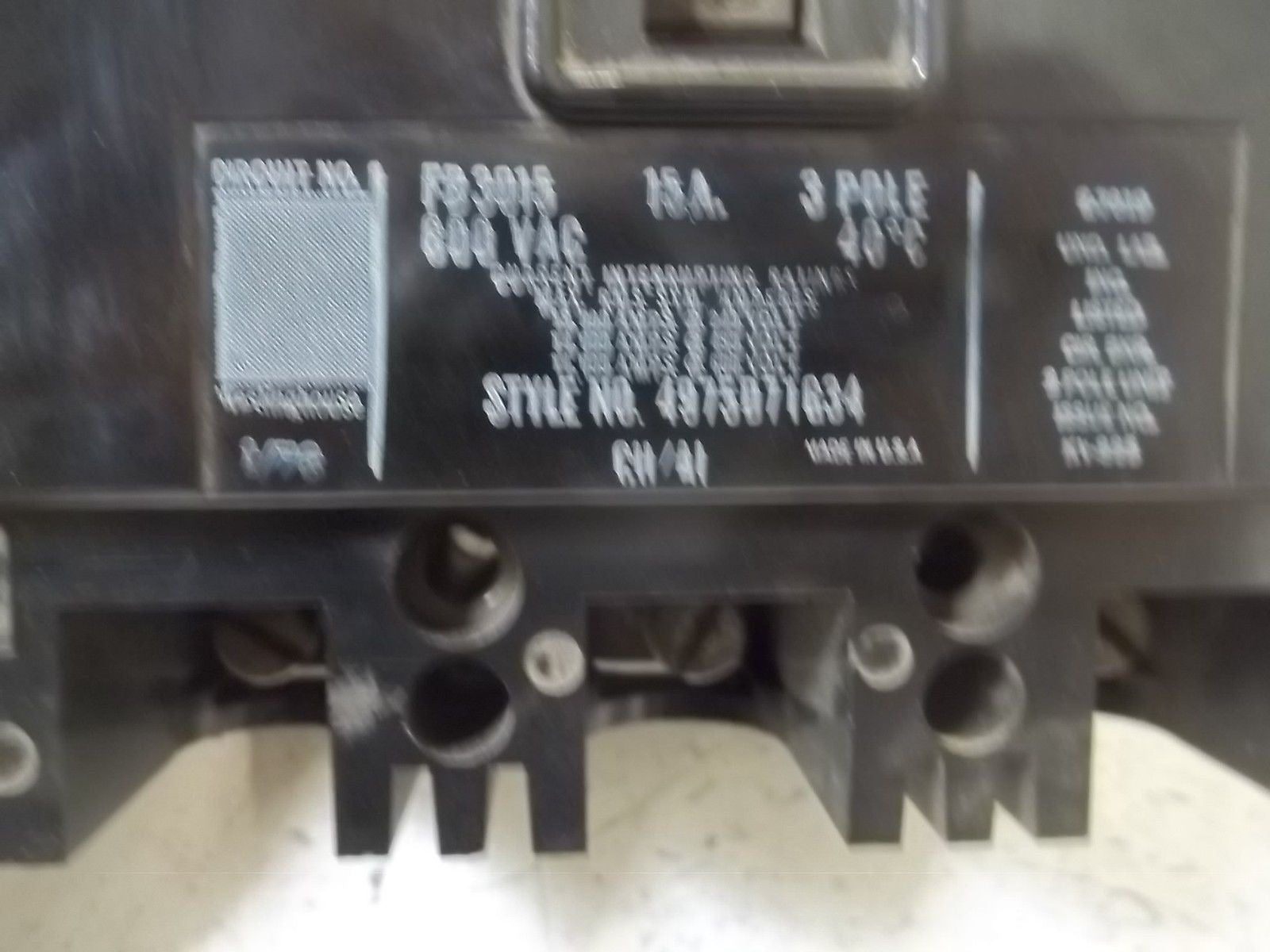 WESTINGHOUSE FB3015 CIRCUIT BREAKER *USED*