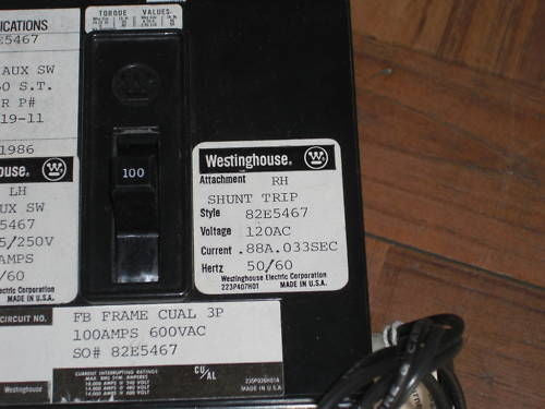 WESTINGHOUSE FB3100 W/ AUX & SHUNT TRIPS *NEW*