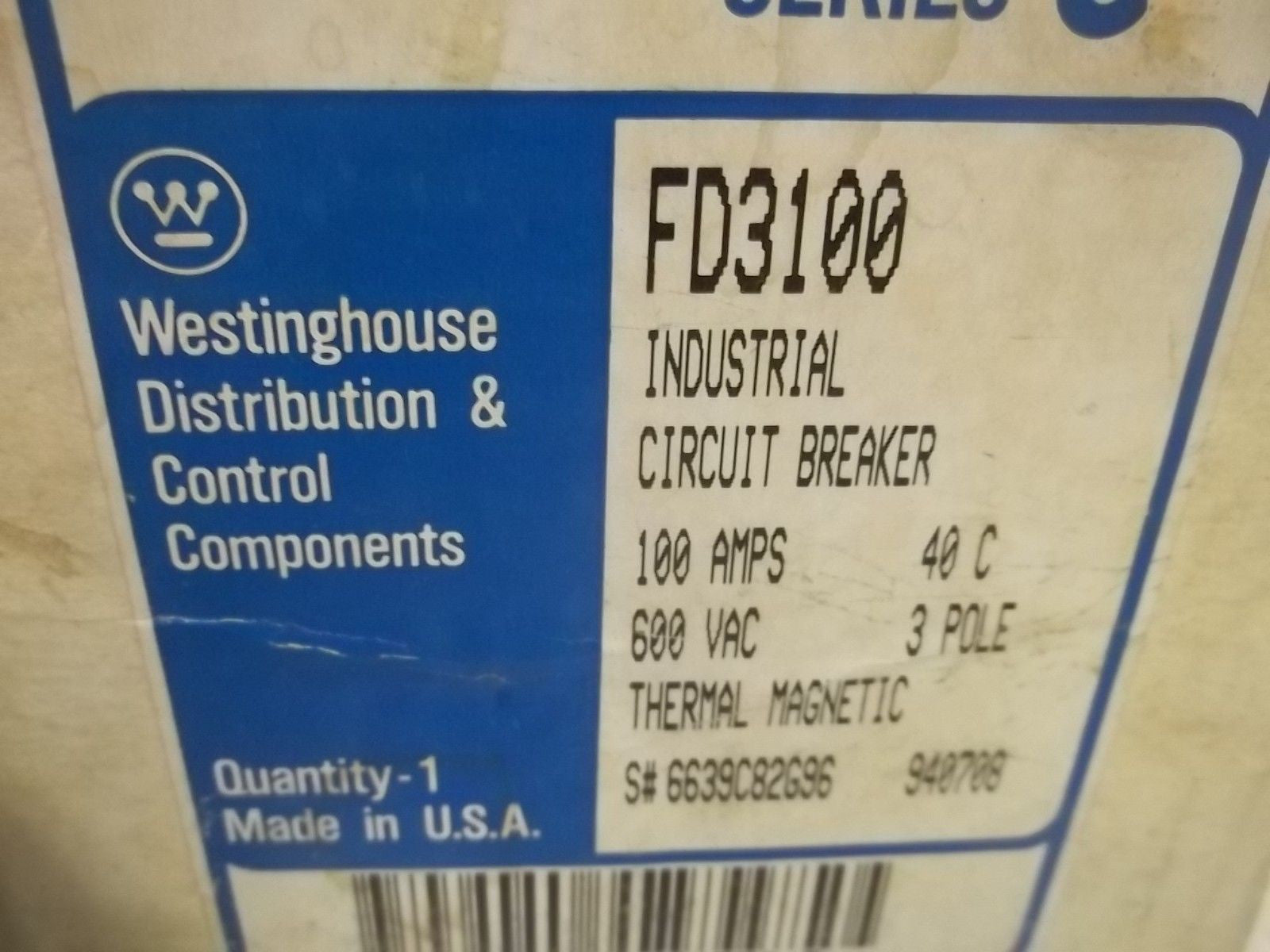 WESTINGHOUSE FD3100 CIRCUIT BREAKER *NEW IN BOX*