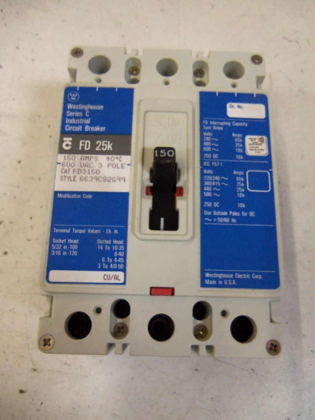 WESTINGHOUSE FD3150 CIRCUIT BREAKER 150A *NEW IN BOX*