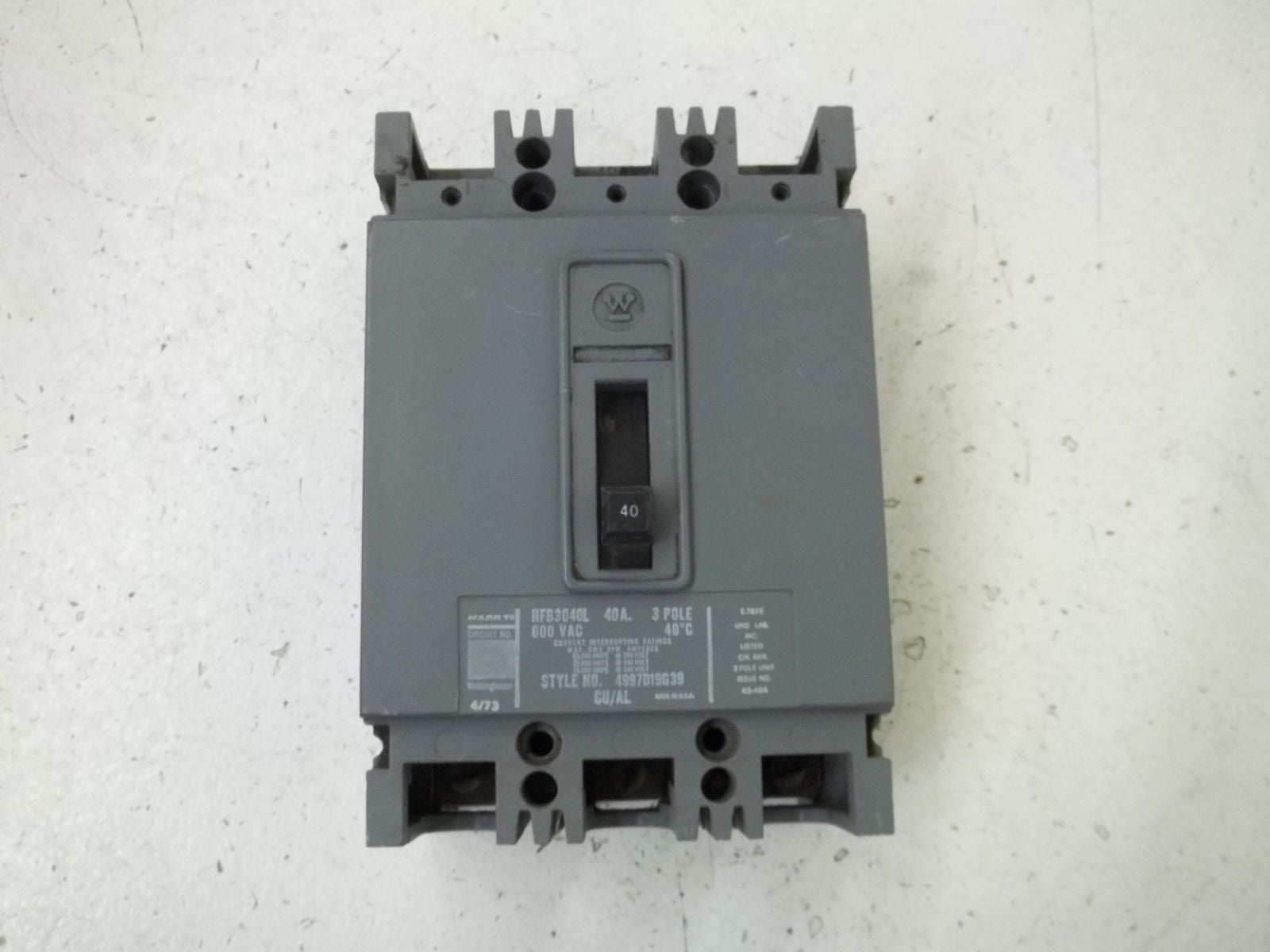 WESTINGHOUSE HFB3040L CIRCUIT BREAKER *USED*