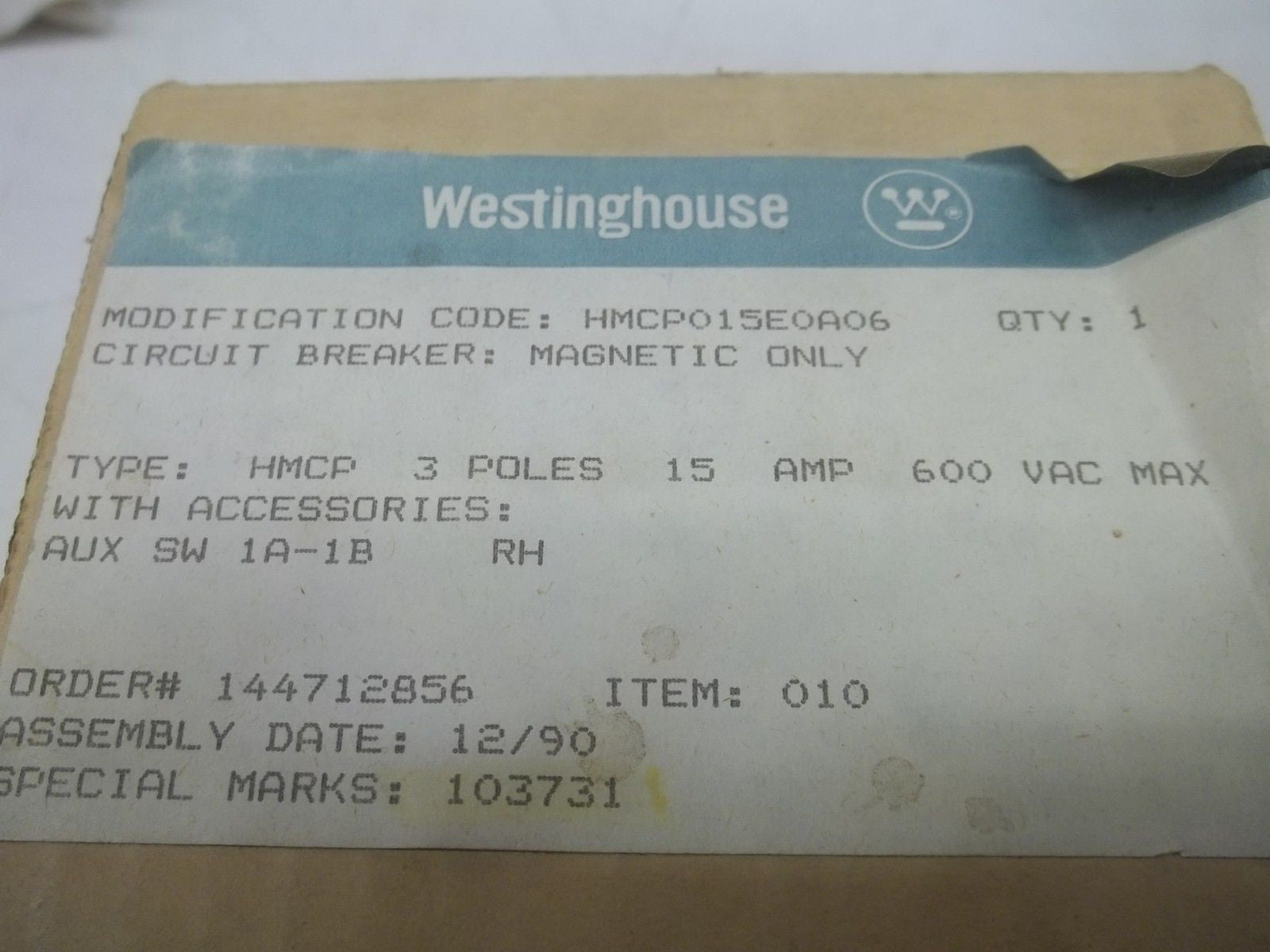 WESTINGHOUSE HMCP015E0A06  *NEW*