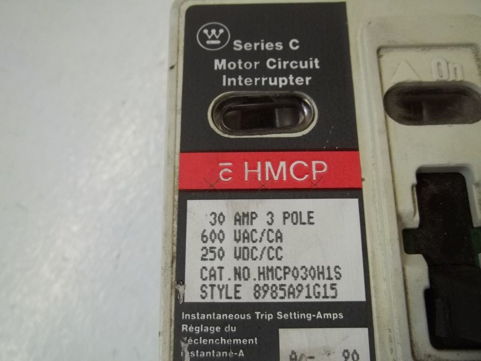 WESTINGHOUSE HMCP030H1S 30AMP 3 POLE 600V CIRCUIT BREAKER *USED*