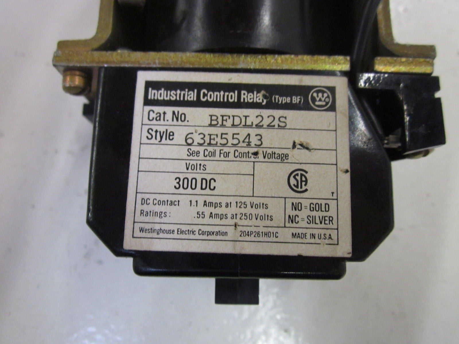 WESTINGHOUSE INDUSTRIAL CONTROL RELAY BFDL22S *USED*