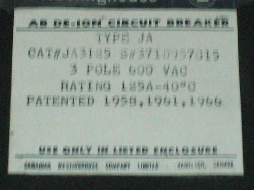 WESTINGHOUSE JA3125 CIRCUIT BREAKER 125A *NEW NO BOX*