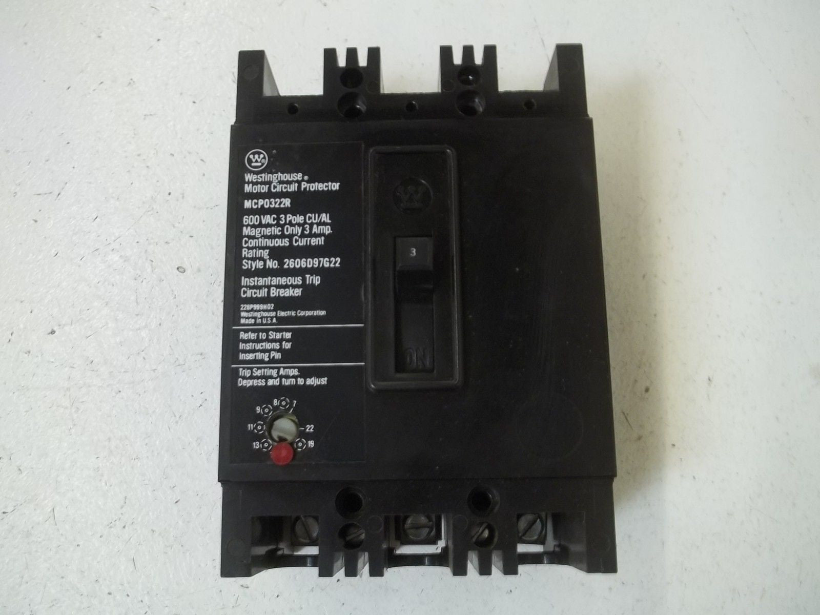 WESTINGHOUSE MCP0322R CIRCUIT BREAKER 3A *USED*