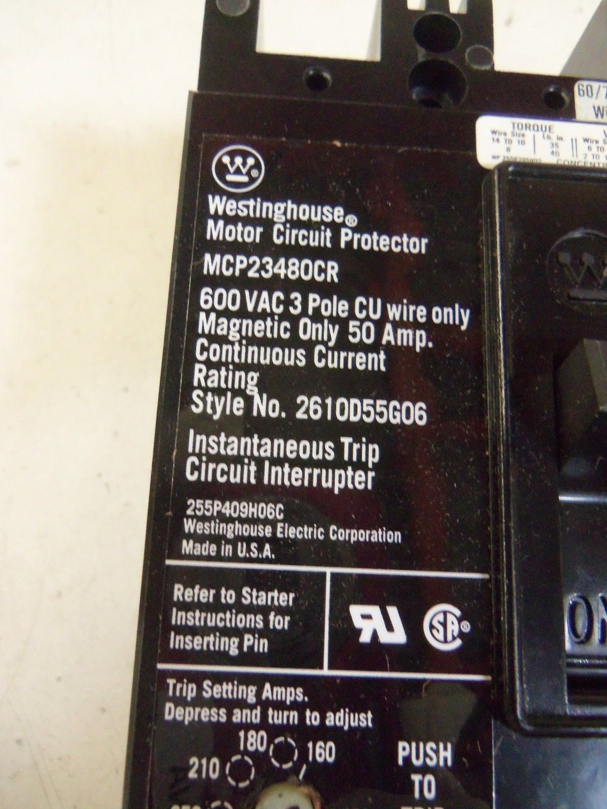 WESTINGHOUSE MCP23480CR CIRCUIT BREAKER 50A *NEW IN BOX*