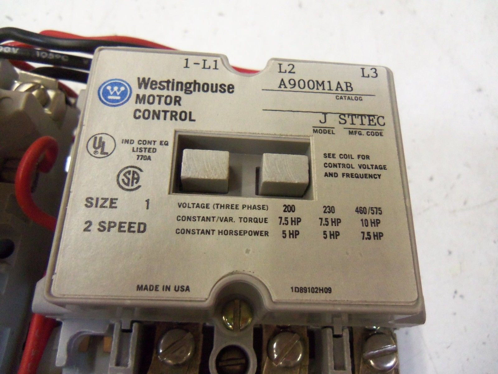 WESTINGHOUSE MOTOR CONTROL A900M1AB SIZE 1 *USED*