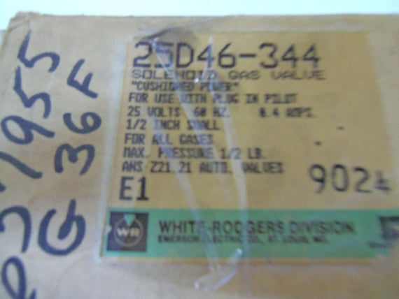 WHITE-RODGERS DIVISION SOLENOID GAS VALVE 25D46-344 *NEW IN BOX*