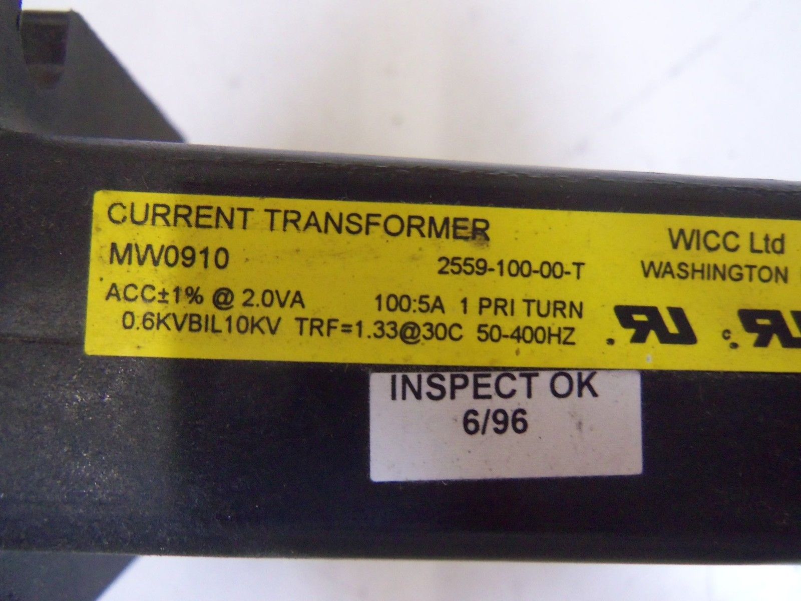 WICC 2559-100-00T CURRENT TRANSFORMER *USED*