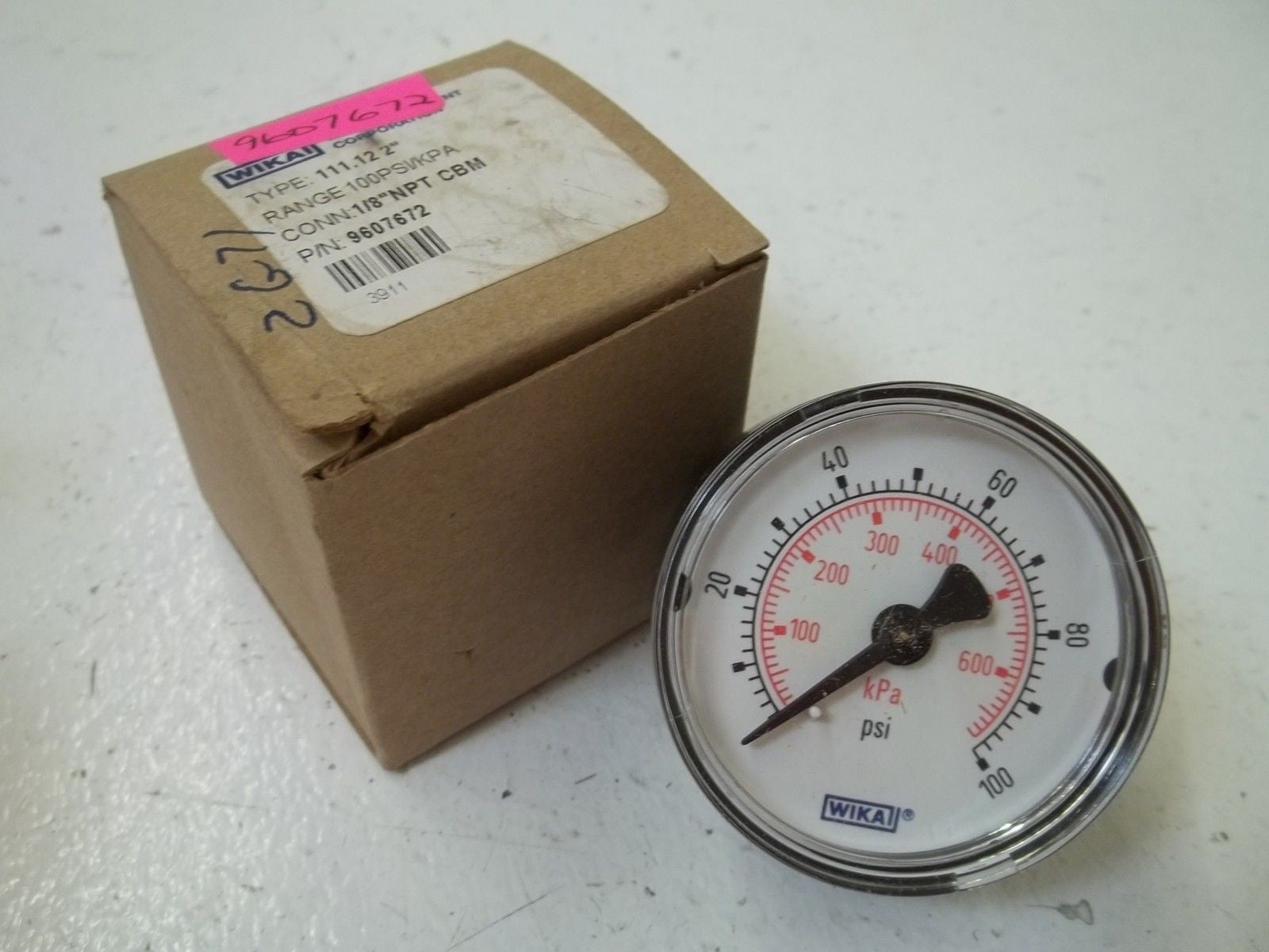 WIKA 9607672 111.12 2" PRESSURE GAUGE 0-100PSI/KPA *NEW IN BOX*