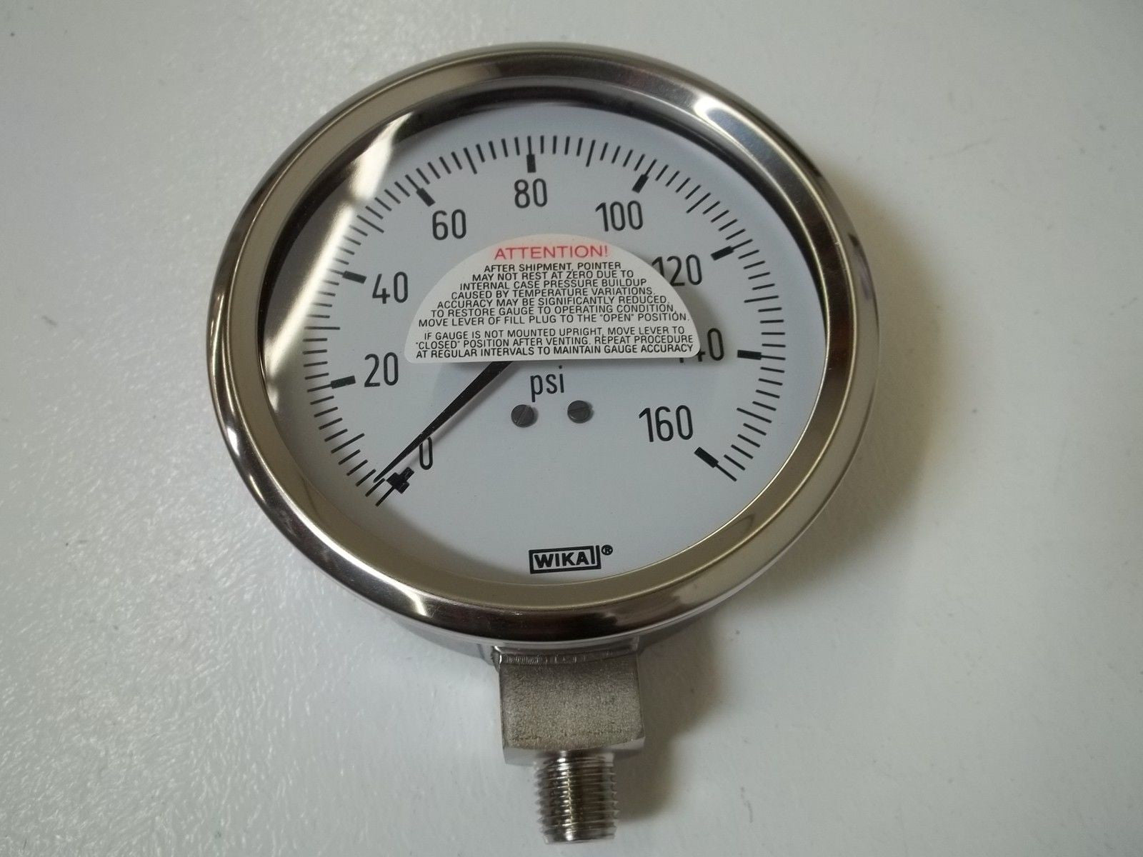 WIKA 232.53 4" STAINLESS STEEL VAC/PRESSURE GAGE 0-160PSI 9767460*NEW IN BOX*