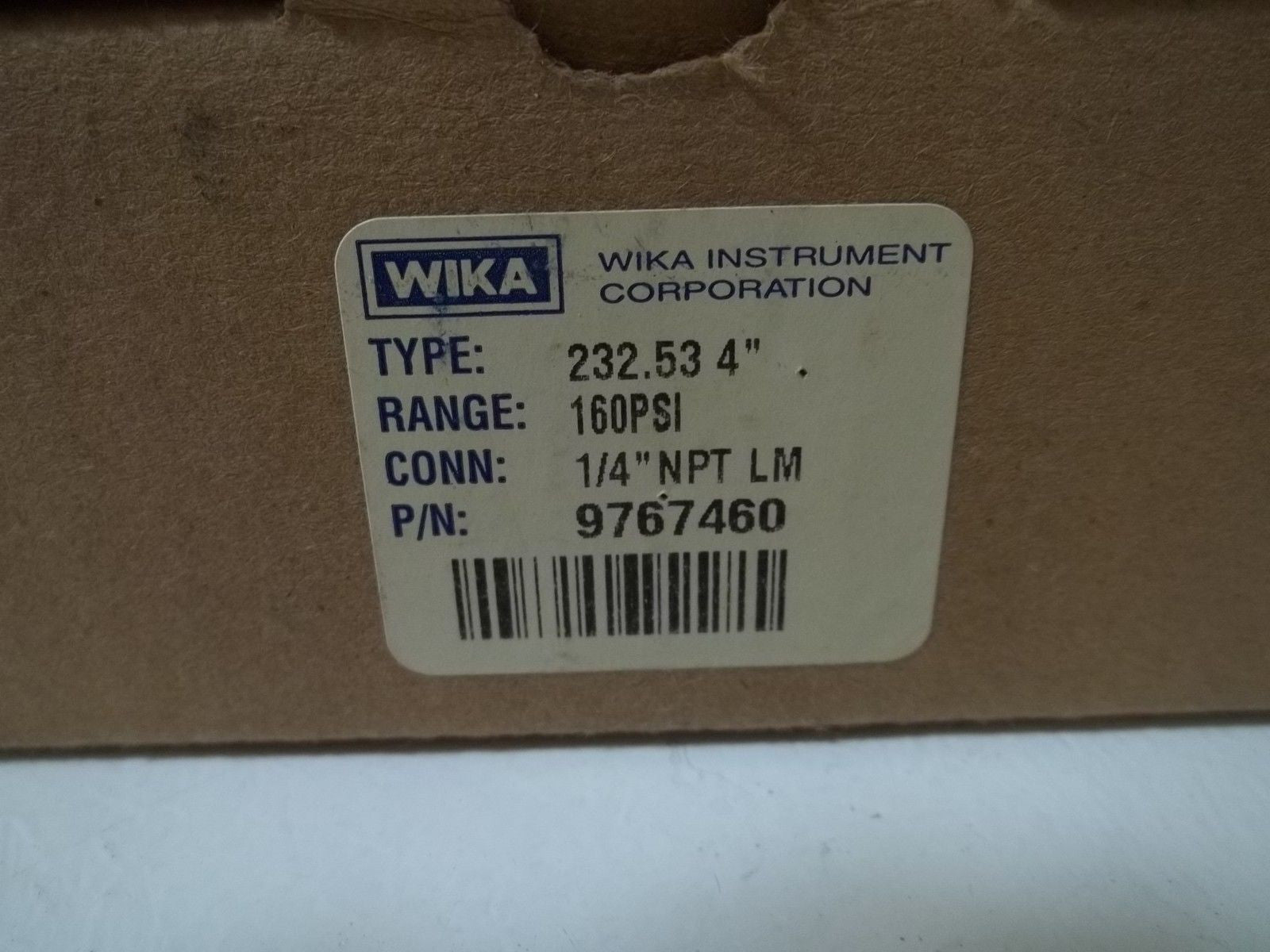 WIKA 232.53 4" STAINLESS STEEL VAC/PRESSURE GAGE 0-160PSI 9767460*NEW IN BOX*