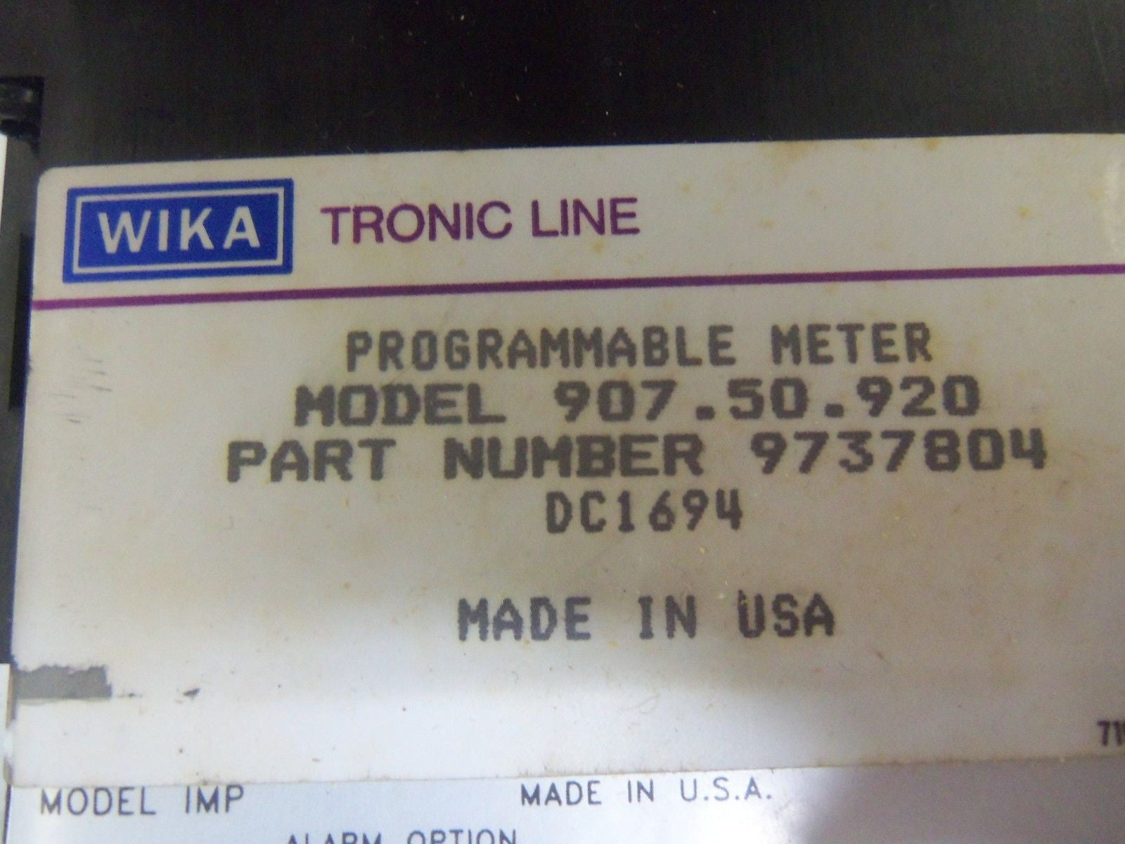 WIKA 907.50.920 *USED*