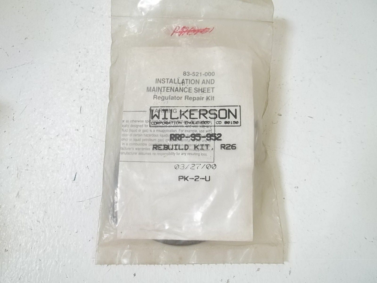 WILKERSON RRP-95-952 REBUILD KIT, R26 *NEW IN A FACTORY BAG*