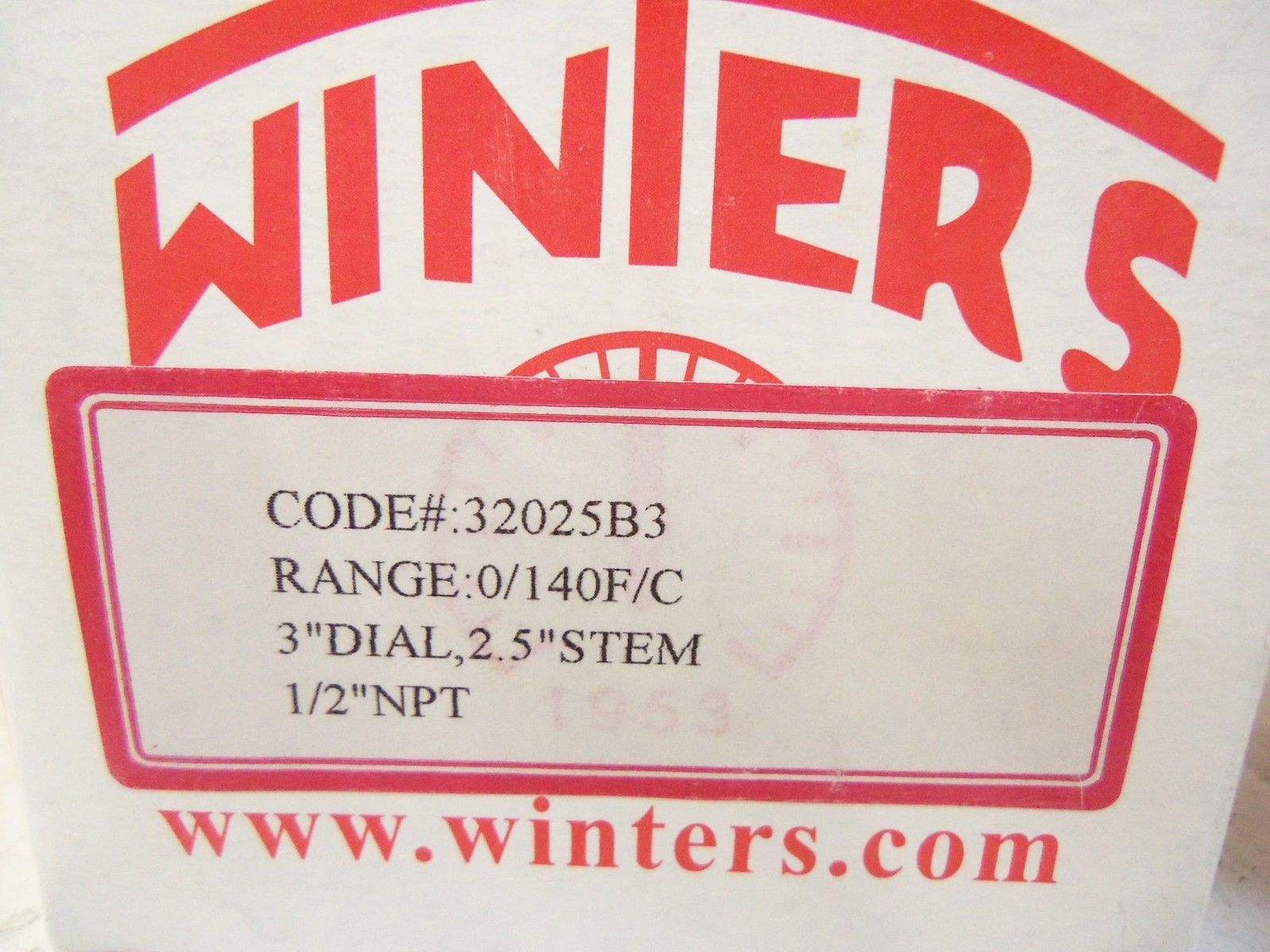 WINTERS 32025B3   BIMETAL THERMOMETER *NEW IN BOX*