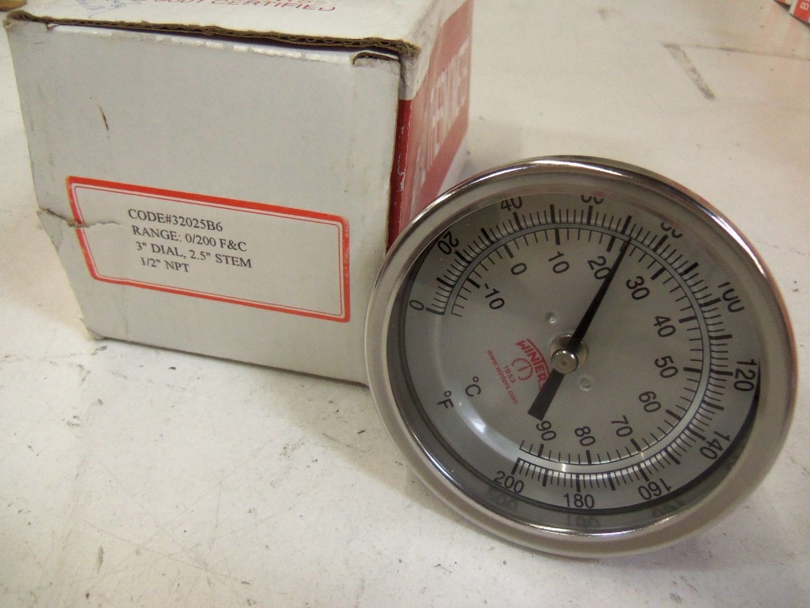 WINTERS 32025B6  BIMETAL THERMOMETER 3" DIAL 2.5" STEM *NEW IN BOX*