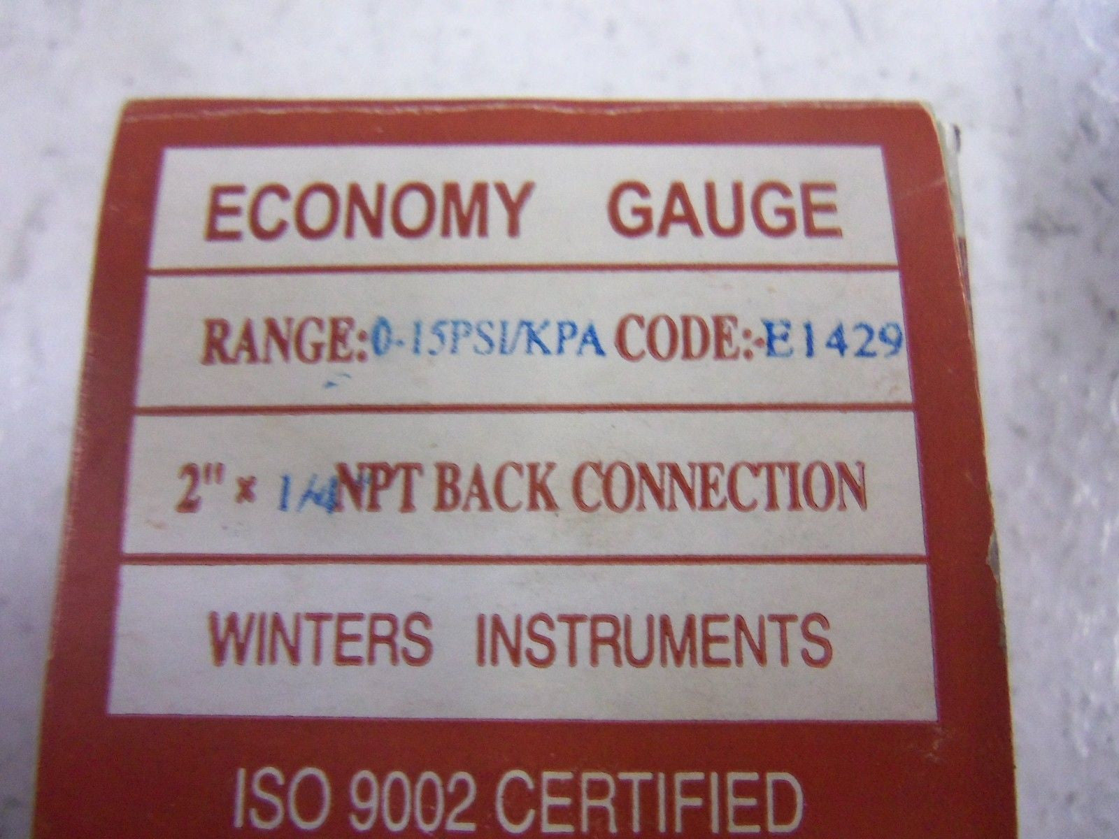 WINTERS E1429 GAUGE *NEW IN BOX*