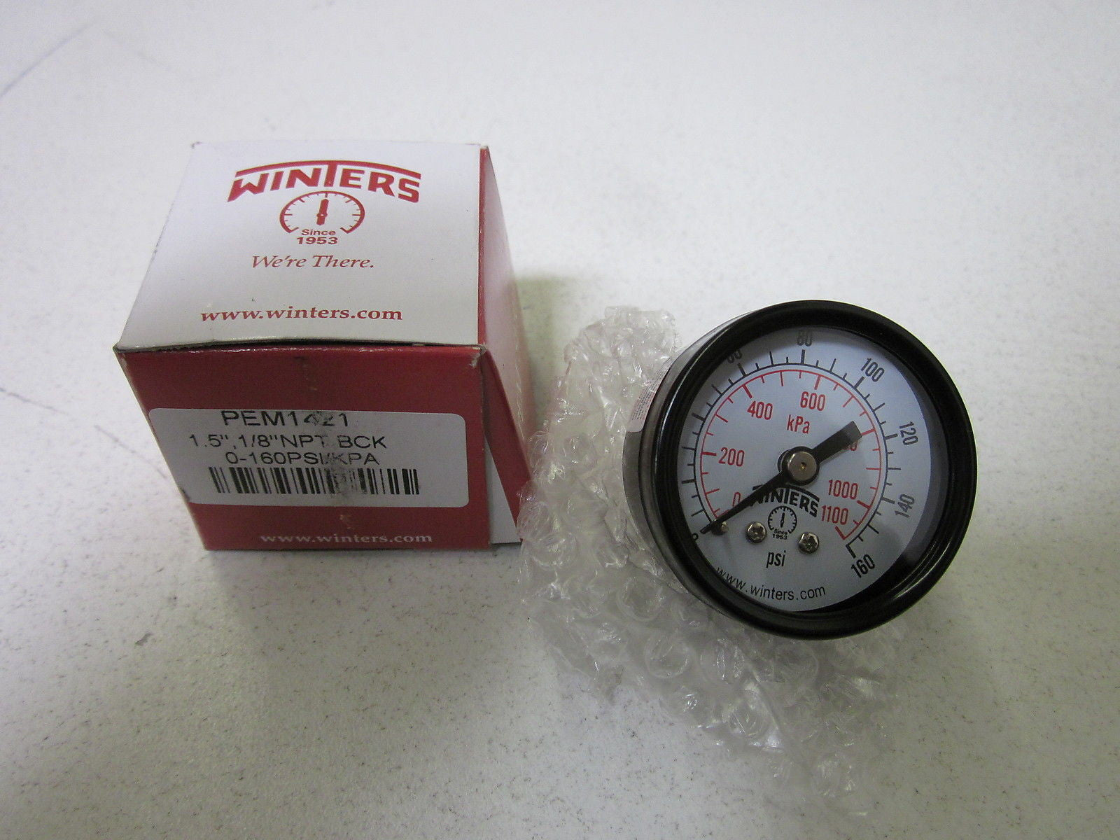 WINTERS PEM1421 PRESSURE GAUGE 0-160 PSI/KPA *NEW IN BOX*