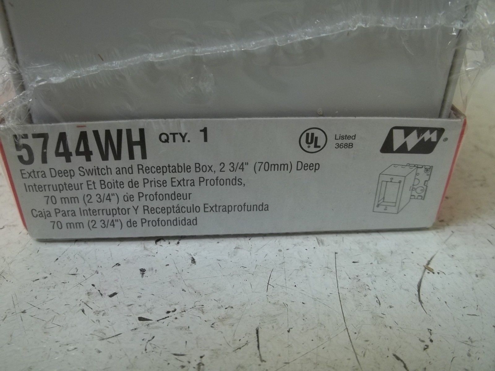 WIREMOLD 5744WH EXTRA DEEP SWITCH AND RECEPTACLE *ORIGINAL PACKAGE*