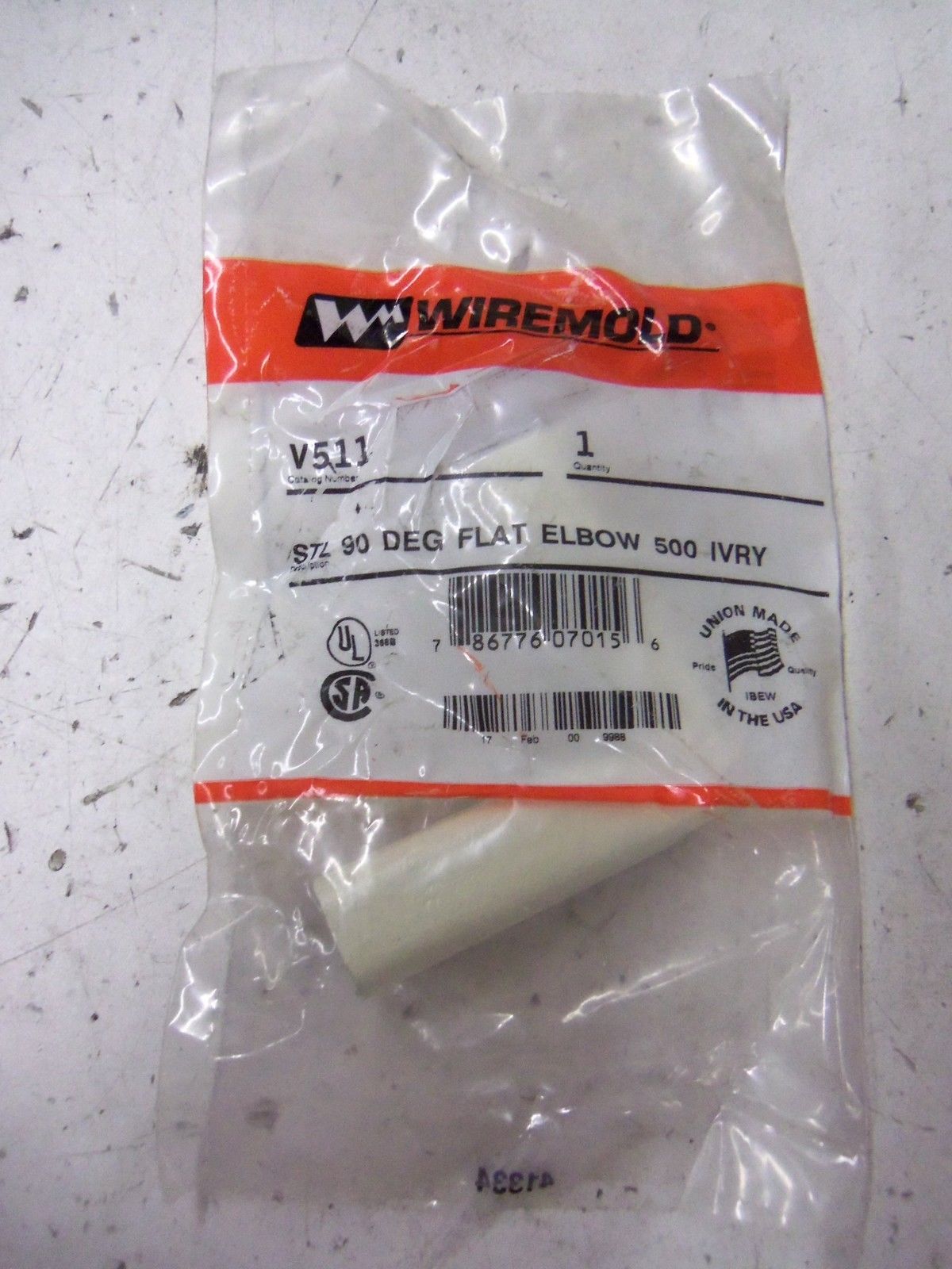 WIREMOLD V511 90 DEG FLAT ELBOW *NEW IN FACTORY BAG*