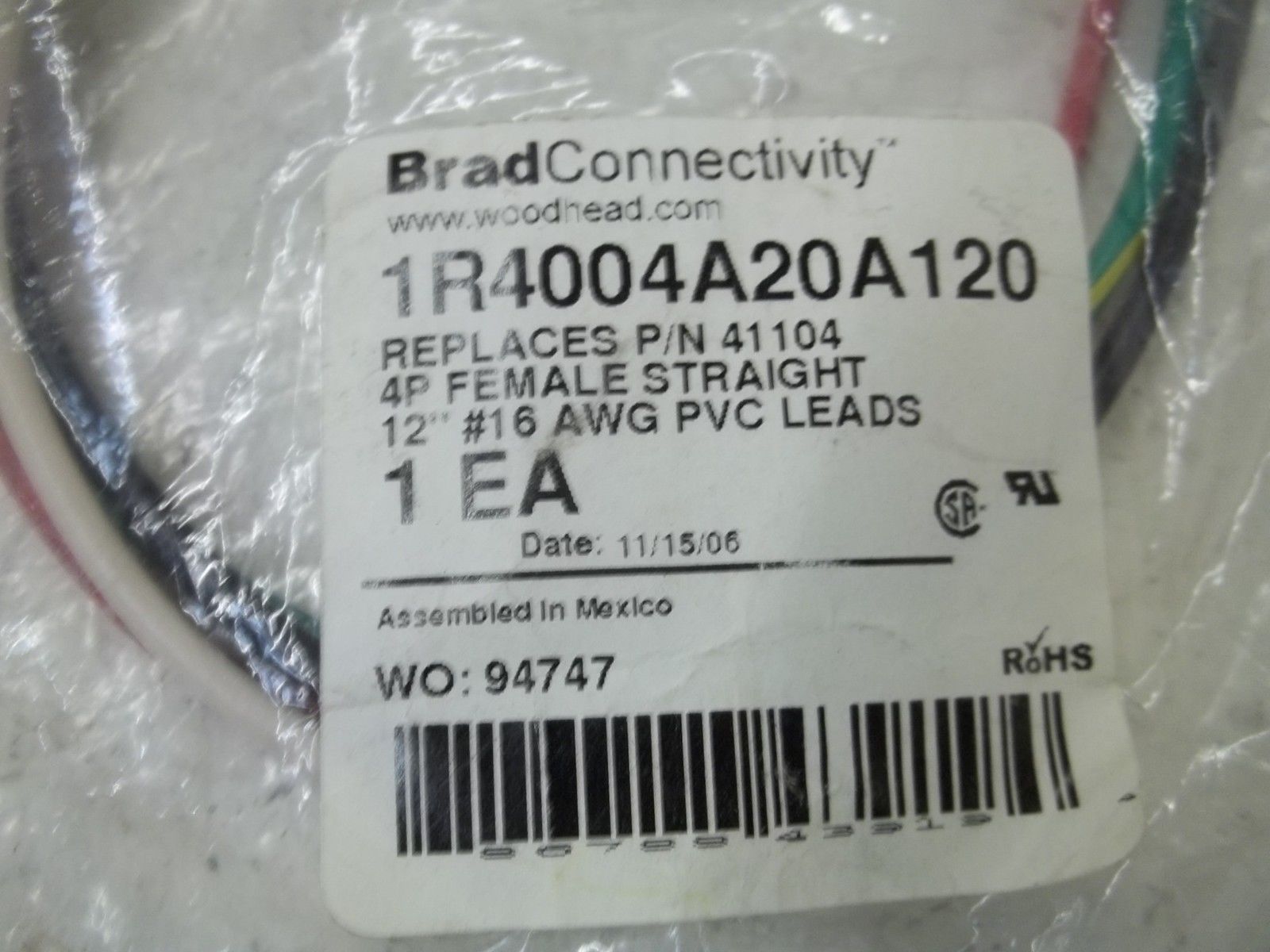 DANIEL WOODHEAD 41104 1R4004A20A120 RECEPTACLE * NEW IN FACTORY BAG *