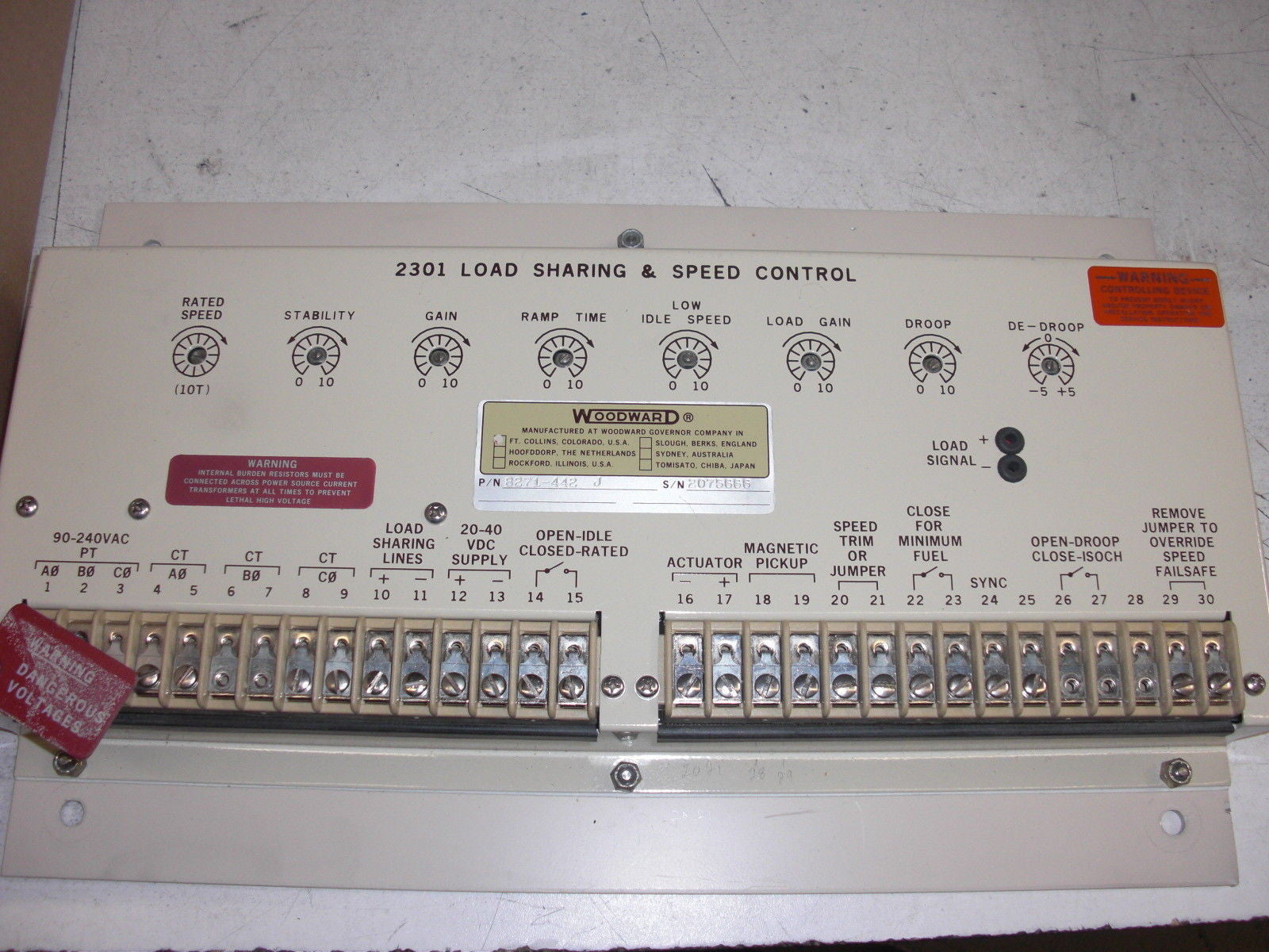 WOODWARD 8271-442 SPEED CONTROL *USED*