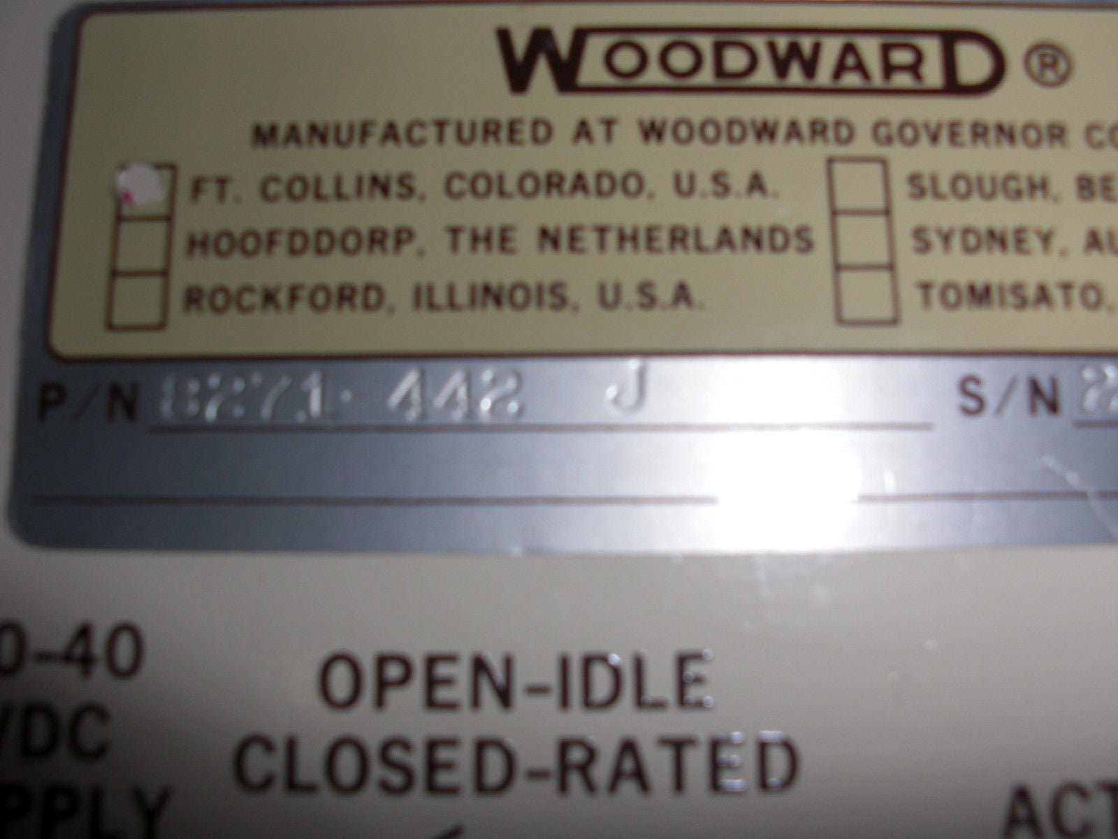 WOODWARD 8271-442 SPEED CONTROL *USED*