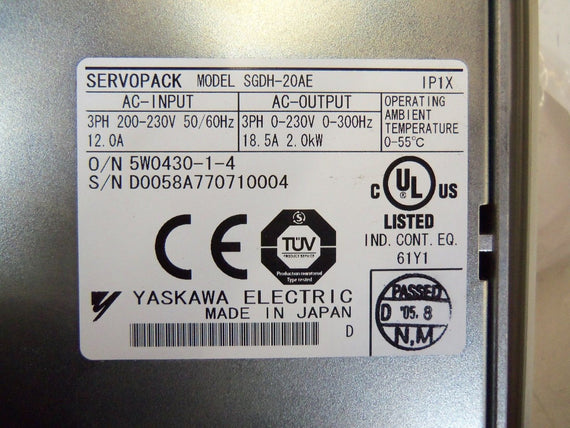 YASKAWA SERVOPACK SGDH-20AE SERVO DRIVE *NEW NO BOX*