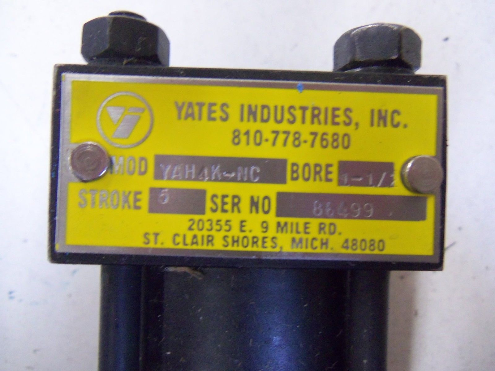 YATES INDUSTRIES INC. YAH4K-NC *USED*