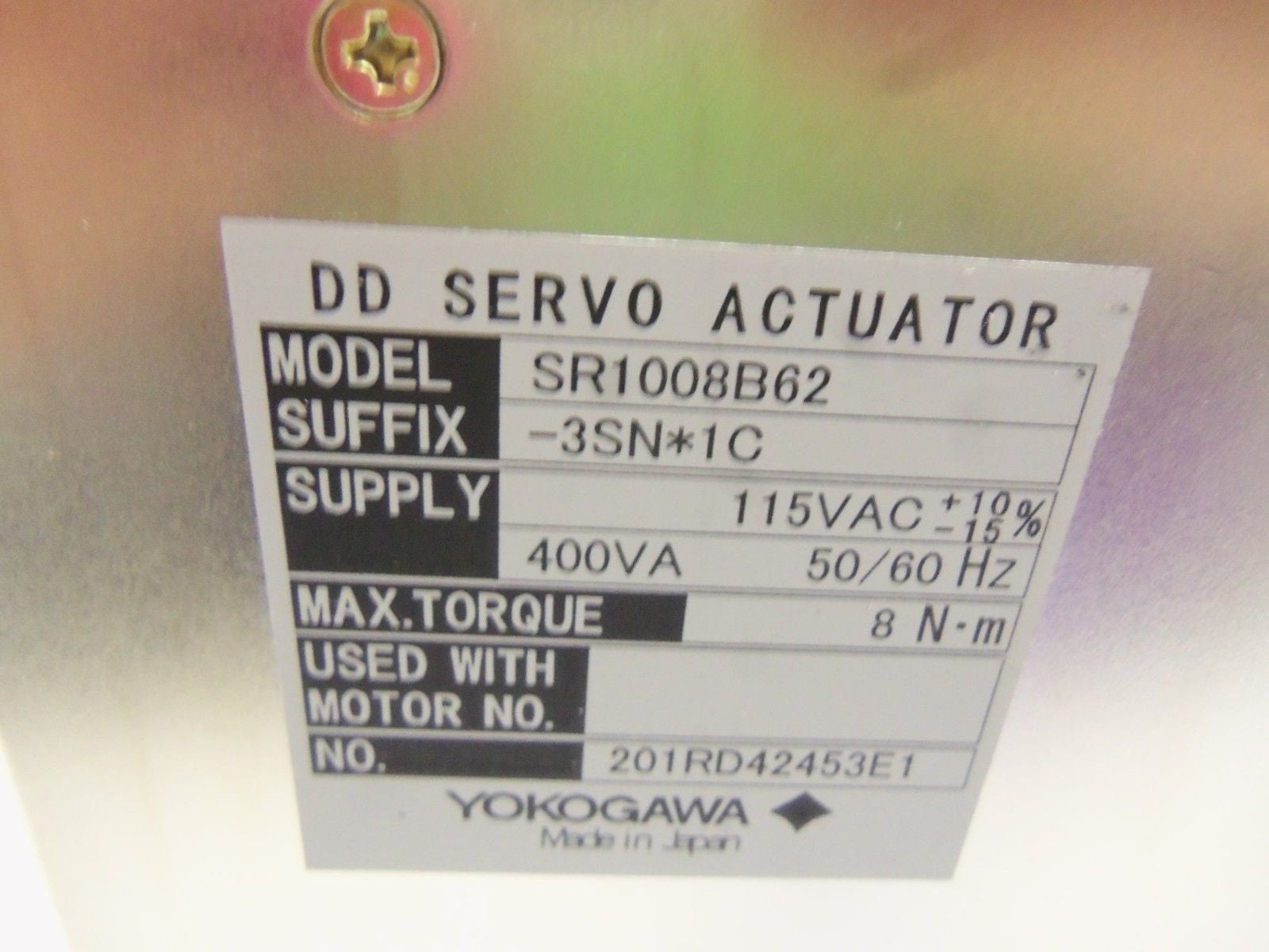 YOKOGAWA SR1008B62-3SN*1C SERVO DRIVE DR-1015B-115-DO *USED*