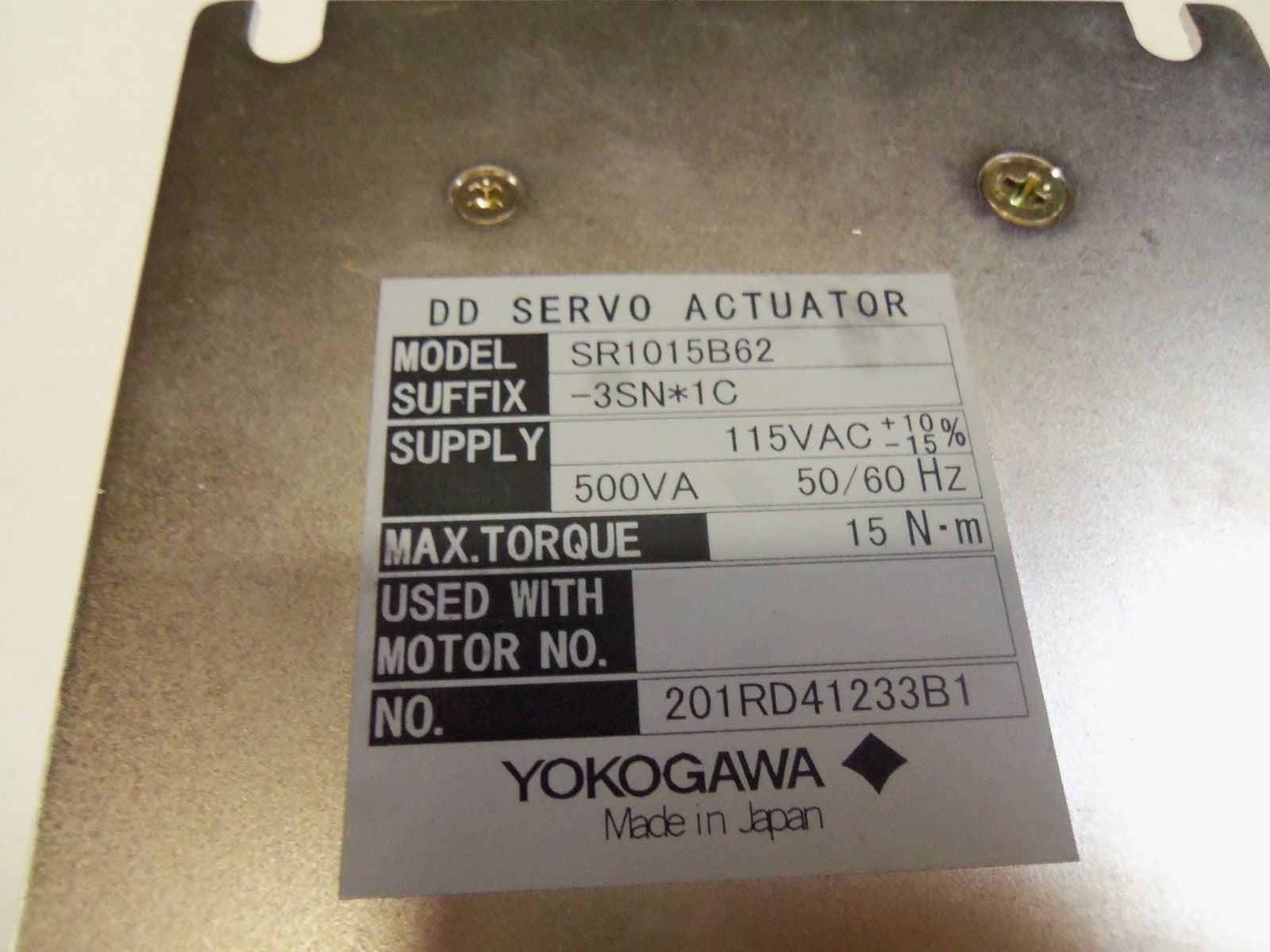 YOKOGAWA SR1015B62-3SN*1C SERVO ACTUATOR DR-1008B-115-DO *USED*