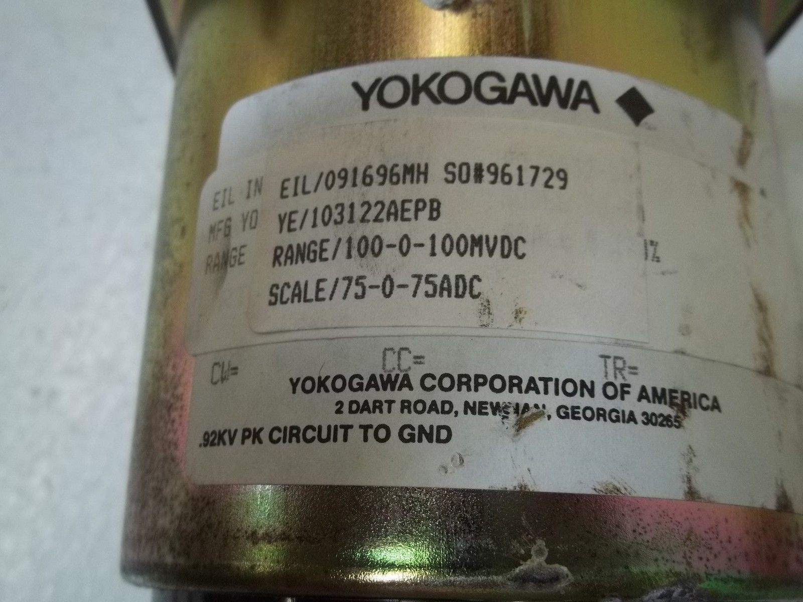 YOKOGAWA YE/103122AEPB PANEL METER 75-0-075 *USED*